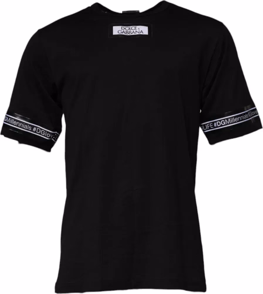 Dolce & Gabbana Black #DGMILLENNIALS Cotton Crew Neck T-shirt