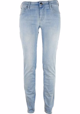 Blue Cotton Straight-Leg Jeans