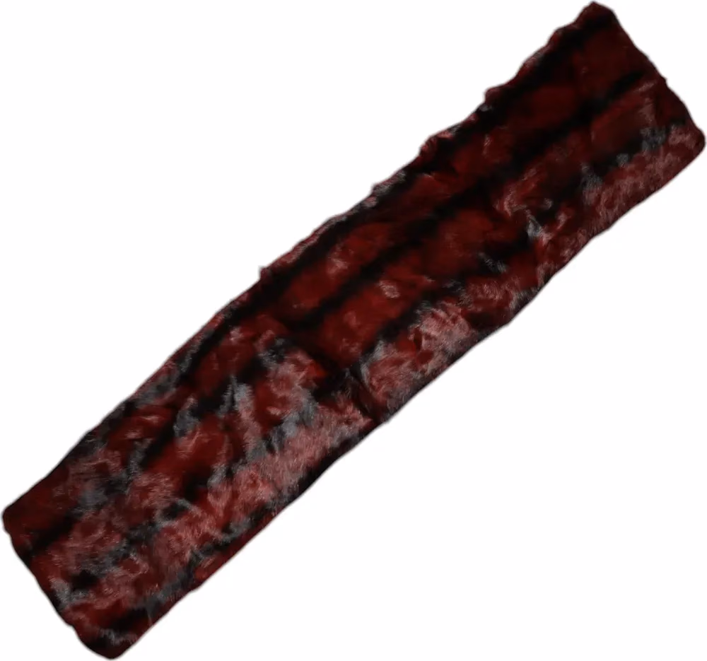 Dolce & Gabbana Black Red Stripe Fur Shawl Neck Wrap Scarf