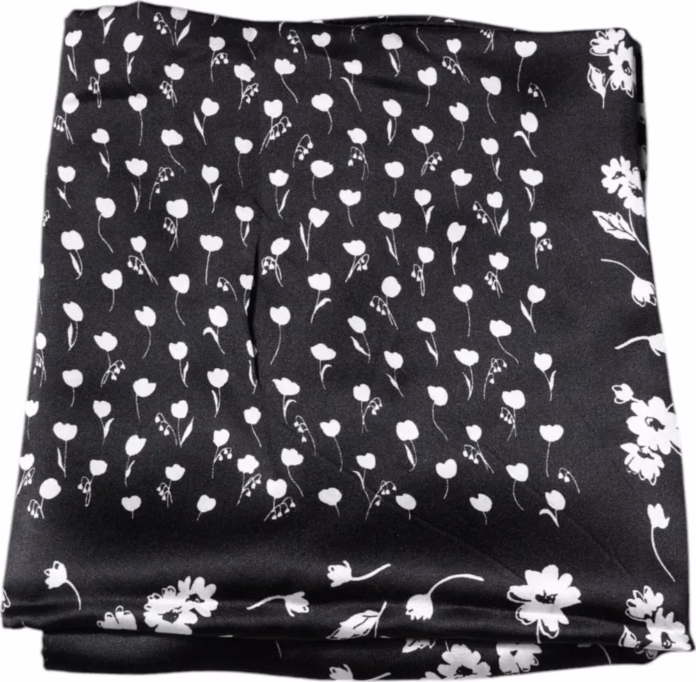 Dolce & Gabbana Black Floral Silk Square Wrap Shawl Scarf