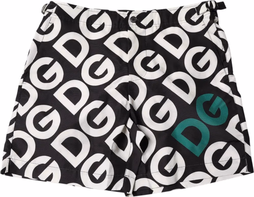 Dolce & Gabbana Black White Logo Beachwear Shorts Swimwear