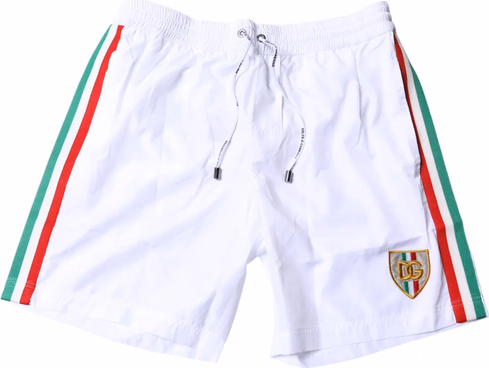 Dolce & Gabbana White Stripes Beachwear Shorts 2 Pc Swimwear