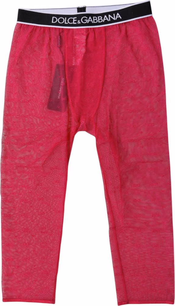 Dolce & Gabbana Fuchsia DG Logo Nylon Cropped Tights Underwear