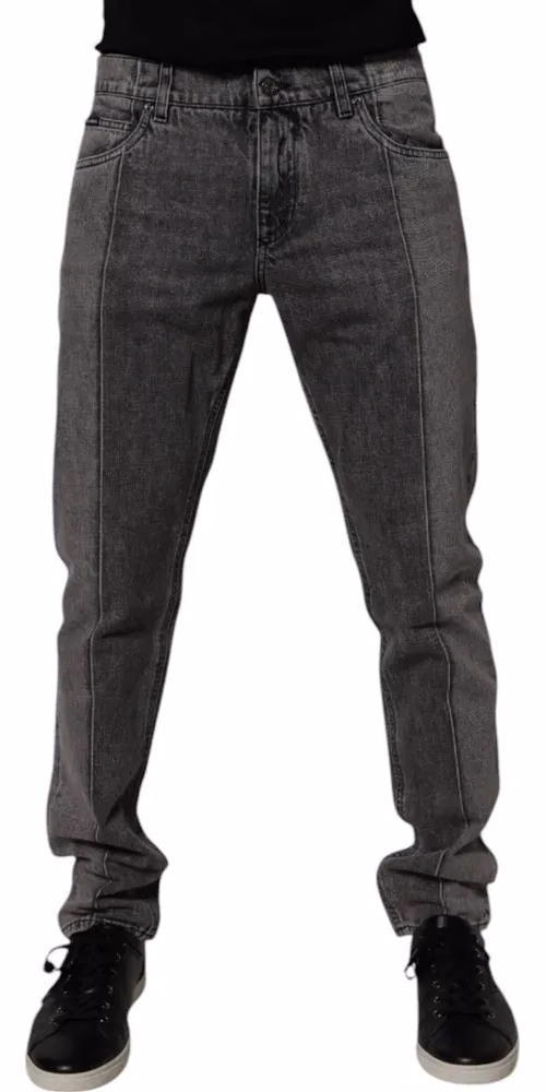 Dolce & Gabbana Two Tone Gray Cotton Denim Jeans