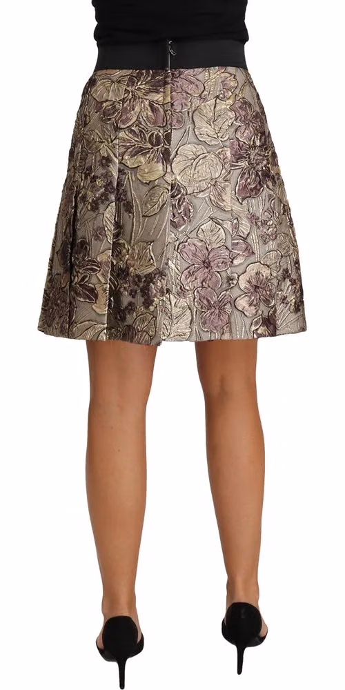 Dolce & Gabbana A-Line Mini Floral Print Jaquard Skirt