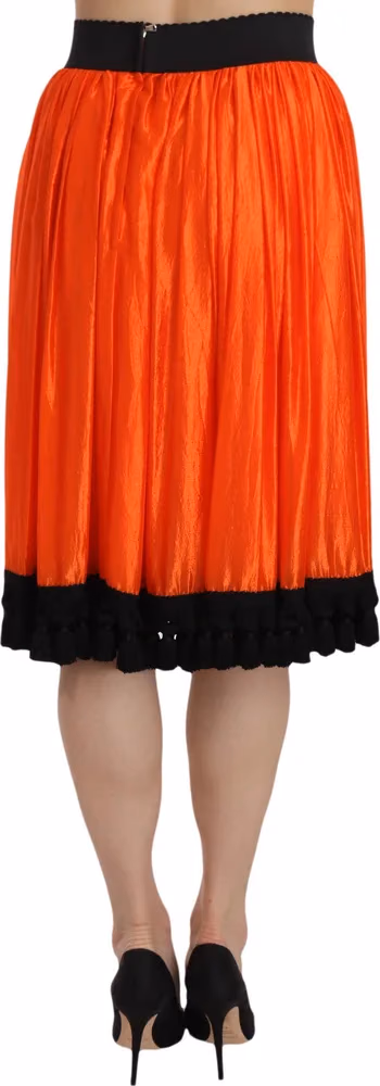 Dolce & Gabbana Orange High Waist Knee Length Skirt