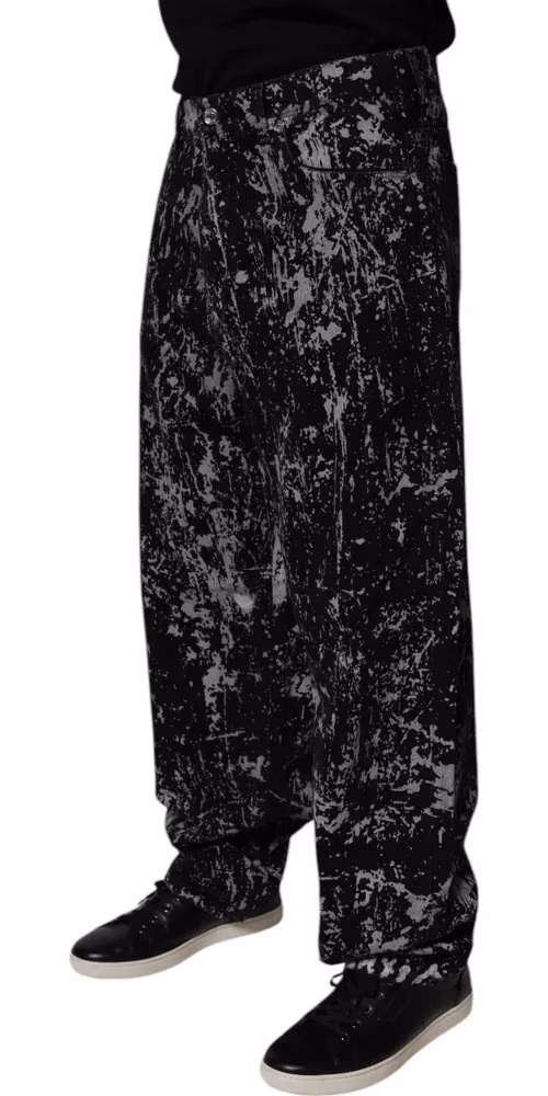 Dolce & Gabbana Dark Gray Tie Dye Cotton Straight Men Denim Jeans