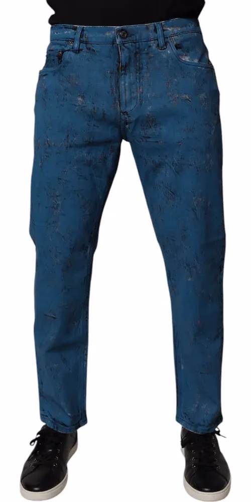 Dolce & Gabbana Blue Tie Dye Cotton Skinny Men Denim Jeans