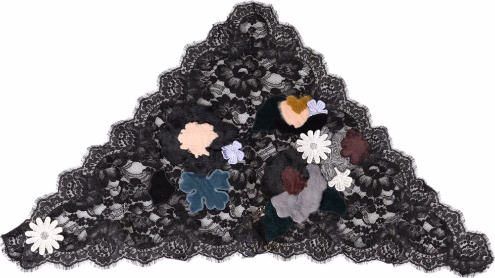 Dolce & Gabbana Black Lace Floral Applique Cotton Veil Hat