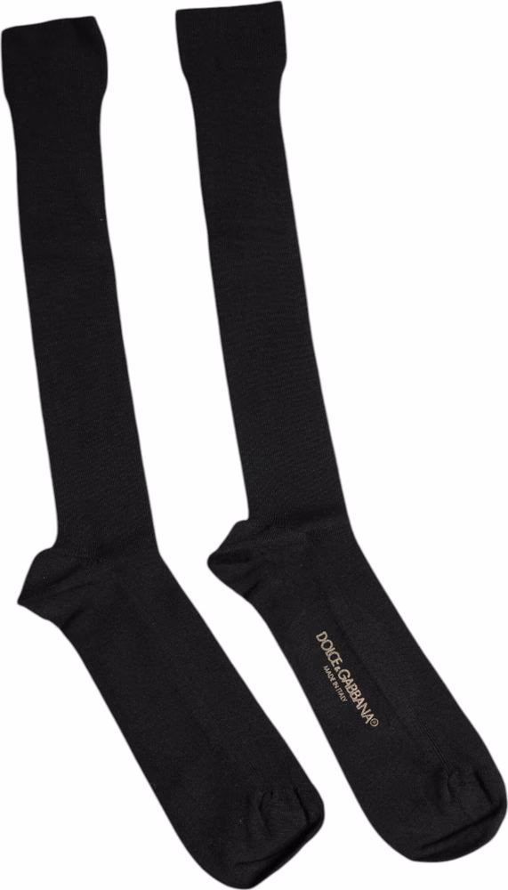 Dolce & Gabbana Black Viscose Logo Over The Calf Socks