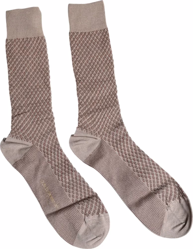 Dolce & Gabbana Brown Solid DG Logo Mid Calf Men Socks