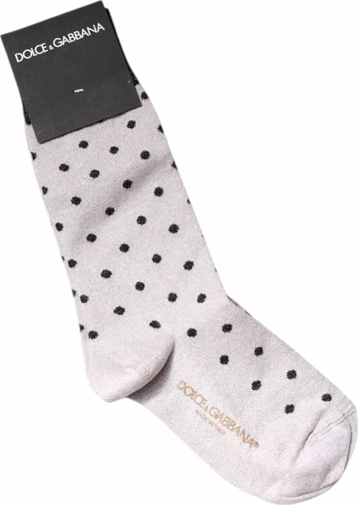 Dolce & Gabbana Gray Viscose Stretch Dotted Socks