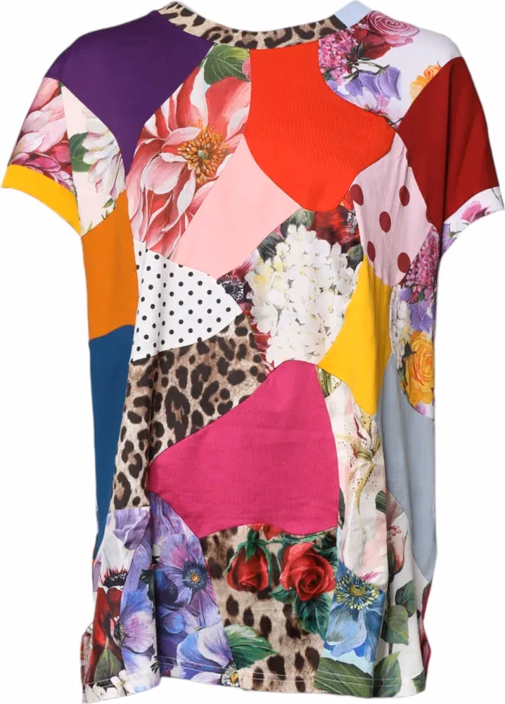 Dolce & Gabbana Multicolor Patchwork Short Sleeve Blouse Top