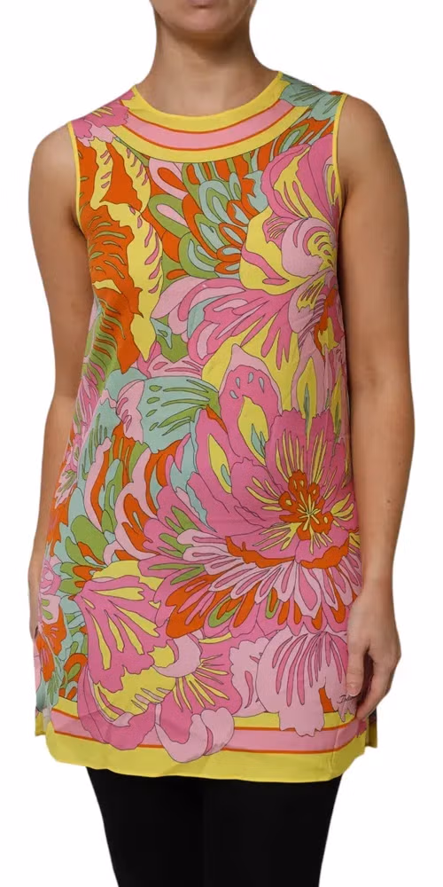 Dolce & Gabbana Multicolor Floral Roundneck Sleeveless Top