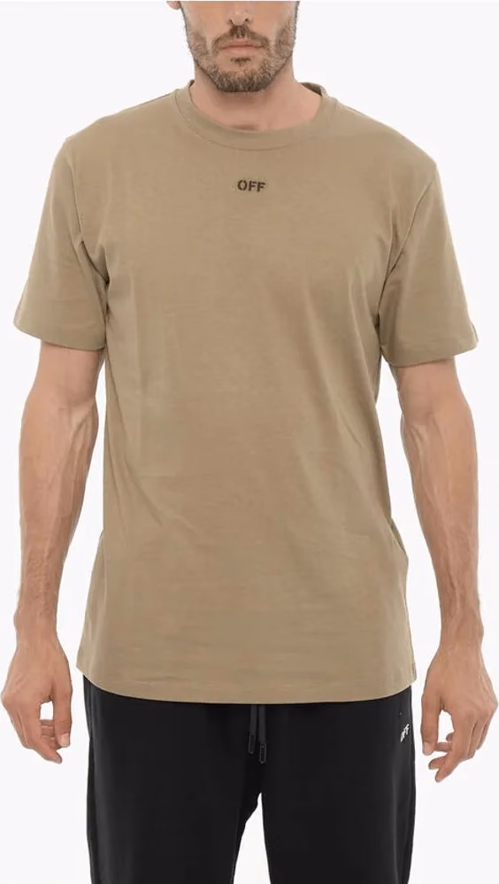 Off-White Slim Fit Crew-neck T-Shirt with Embroidered Logo