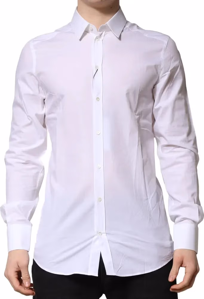 Dolce & Gabbana White GOLD Long Sleeves Dress Formal Shirt