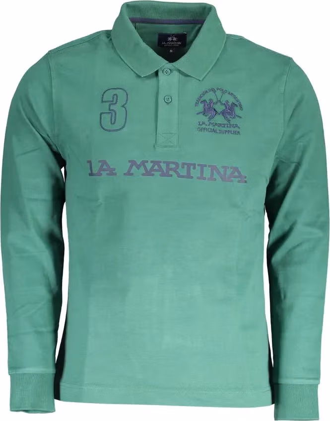 La Martina Green Cotton Men Polo Shirt
