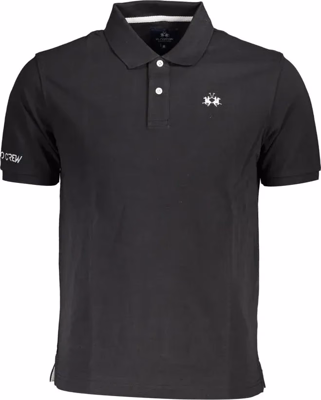 La Martina Black Cotton Men Polo Shirt