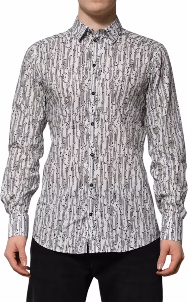 Dolce & Gabbana White Floral Print Casual Long Sleeves Shirt