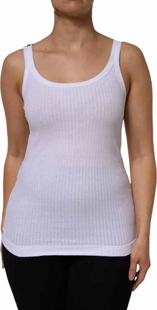 Dolce & Gabbana White Cotton Round Neck Sleeveless Tank Top