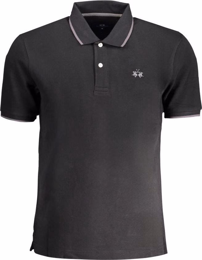 La Martina Black Cotton Men's Polo Shirt