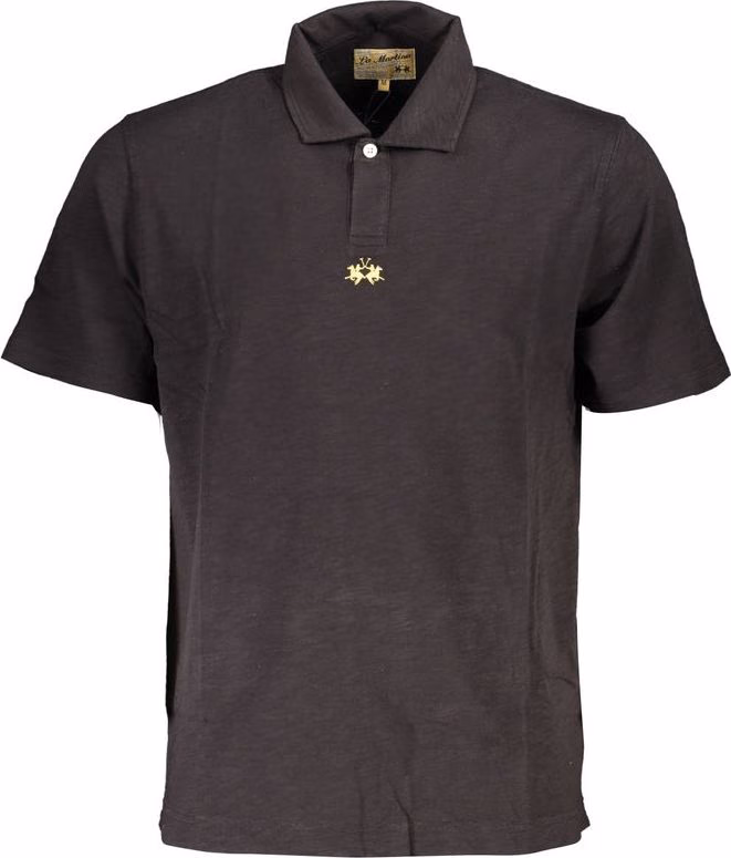 La Martina Black Cotton Men's Polo Shirt