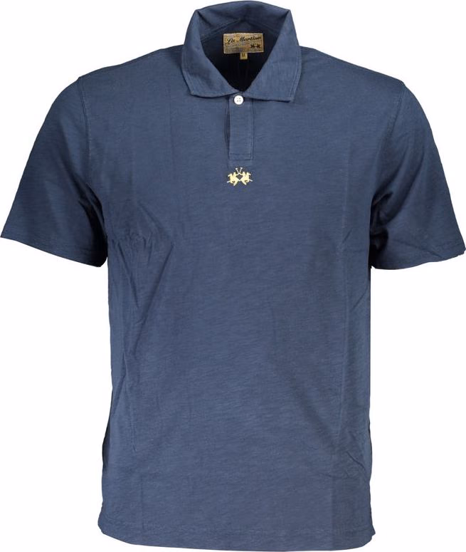 La Martina Blue Cotton Men Polo Shirt