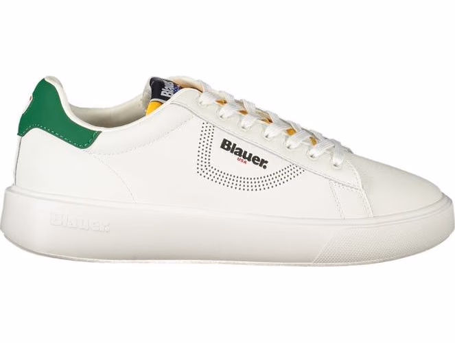 Blauer White Polyurethane Men Sneaker