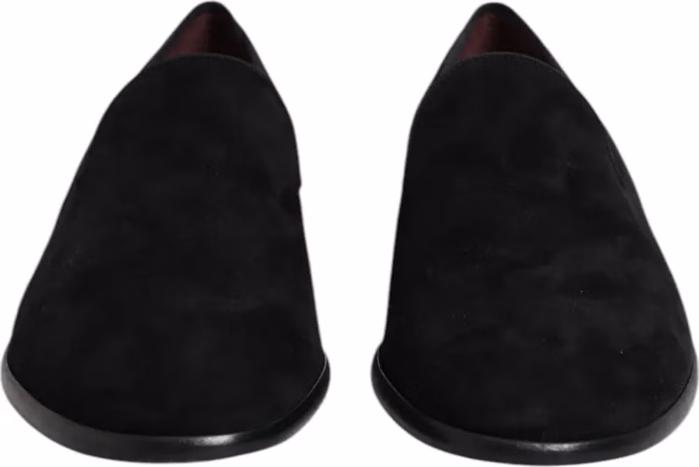 Dolce & Gabbana Black Suede Slip On Loafers Formal Shoes