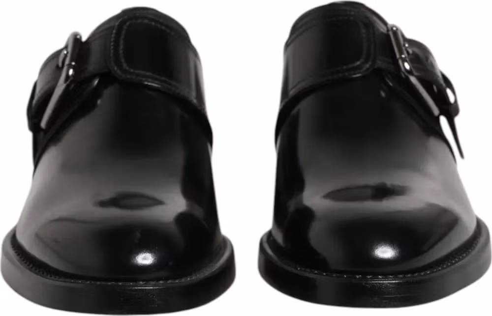 Dolce & Gabbana Black Leather Monk Strap Derby Formal Shoes
