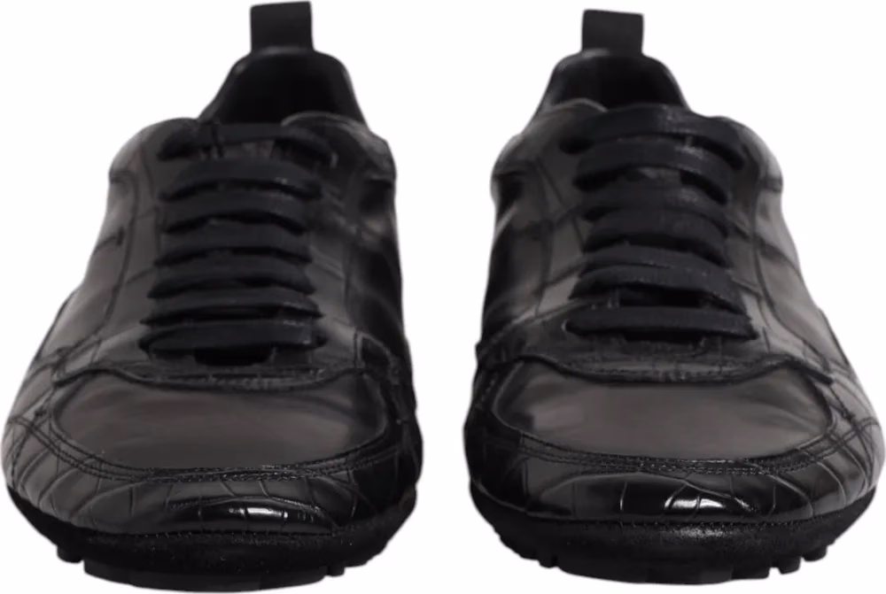 Dolce & Gabbana Black Exotic Leather Low Top Sneakers Shoes