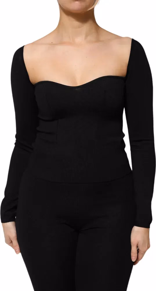 Dolce & Gabbana Black Viscose Long Sleeve Pullover Blouse Top