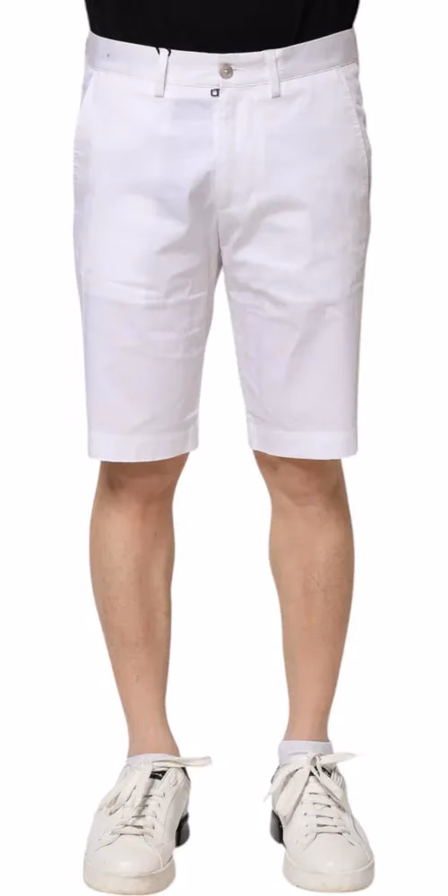Dolce & Gabbana White Cotton Stretch Men Denim Bermuda Shorts