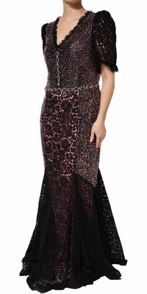 Dolce & Gabbana Multicolor Embellished Mermaid Gown Dress