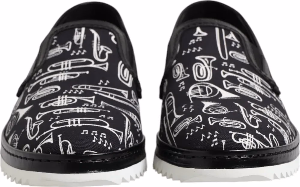 Dolce & Gabbana Black Slip On Printed Men Loafers Shoes
