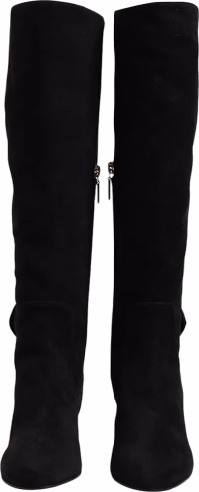 Dolce & Gabbana Black Suede Leather Knee High Boots Shoes