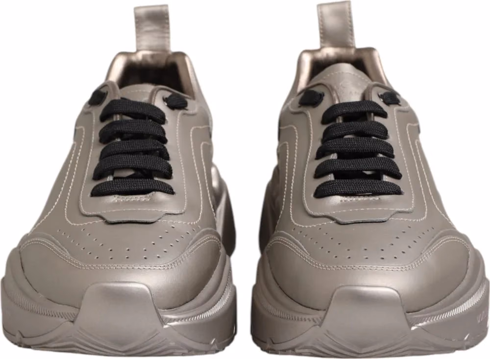 Dolce & Gabbana Silver DAYMASTER Leather Men Sneakers Shoes