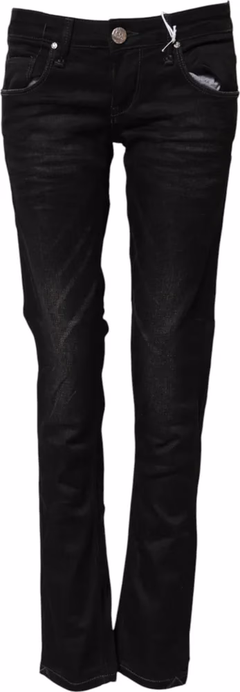 Acht Black Cotton Slim Fit Denim Low Waist Denim Jeans