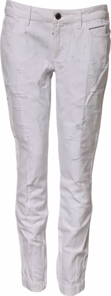 Dolce & Gabbana White Cotton Mid Waisted Women Denim Jeans