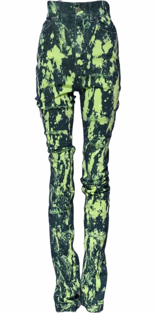 Dolce & Gabbana Green Color Splash High Waist Denim Jeans