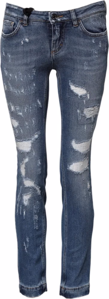 Dolce & Gabbana Blue PRETTY Tattered Skinny Denim Jeans