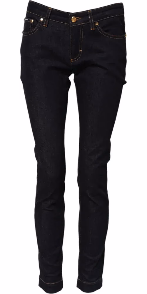 Dolce & Gabbana Blue Cotton PRETTY LowWaist Skinny Denim Jeans