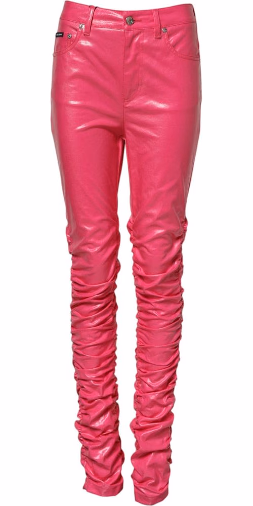Dolce & Gabbana Pink Cotton High Waisted Skinny Denim Jeans