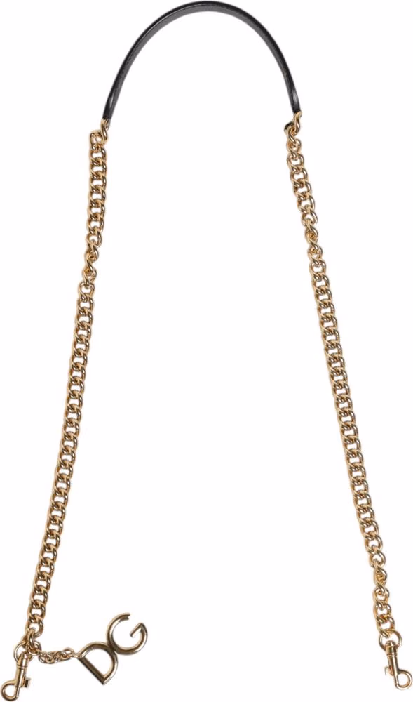 Dolce & Gabbana Brown Leopard Gold Brass Chain Accessory Shoulder Strap