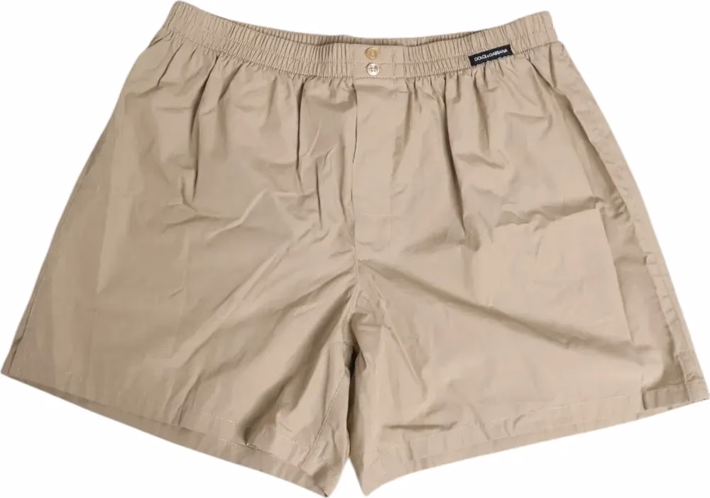 Dolce & Gabbana Beige Cotton Regular Boxer Shorts Underwear