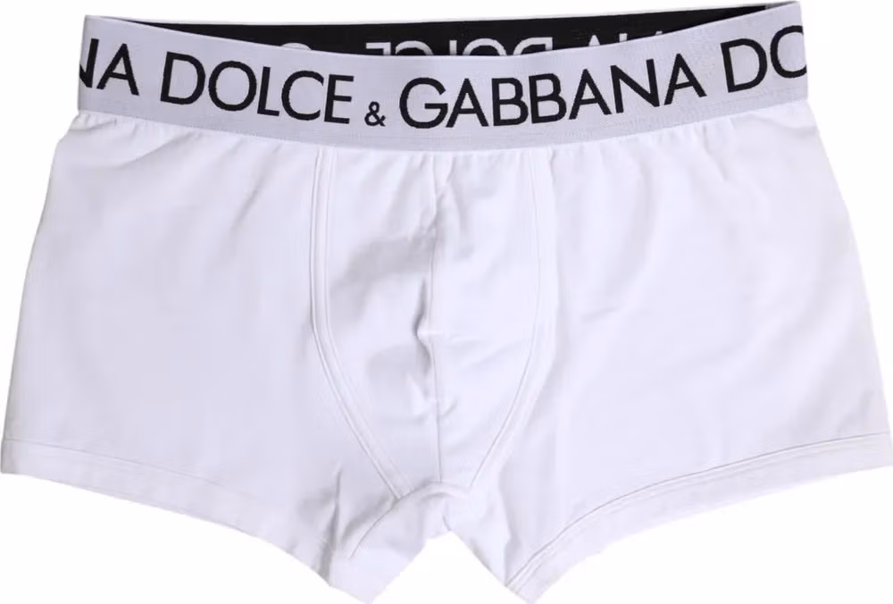 Dolce & Gabbana White Cotton Stretch Regular Boxer Underwear