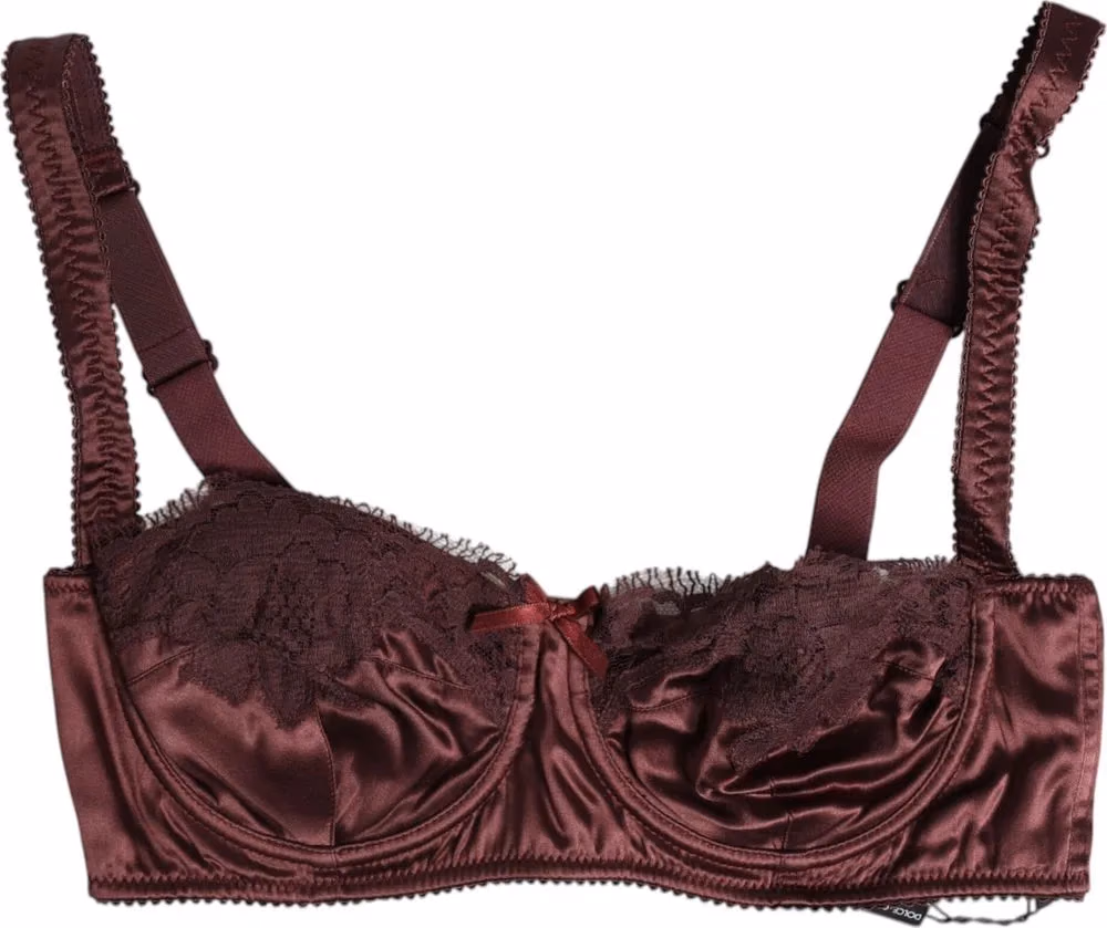Dolce & Gabbana Burgundy Silk Underwired Balconette Bra Underwear