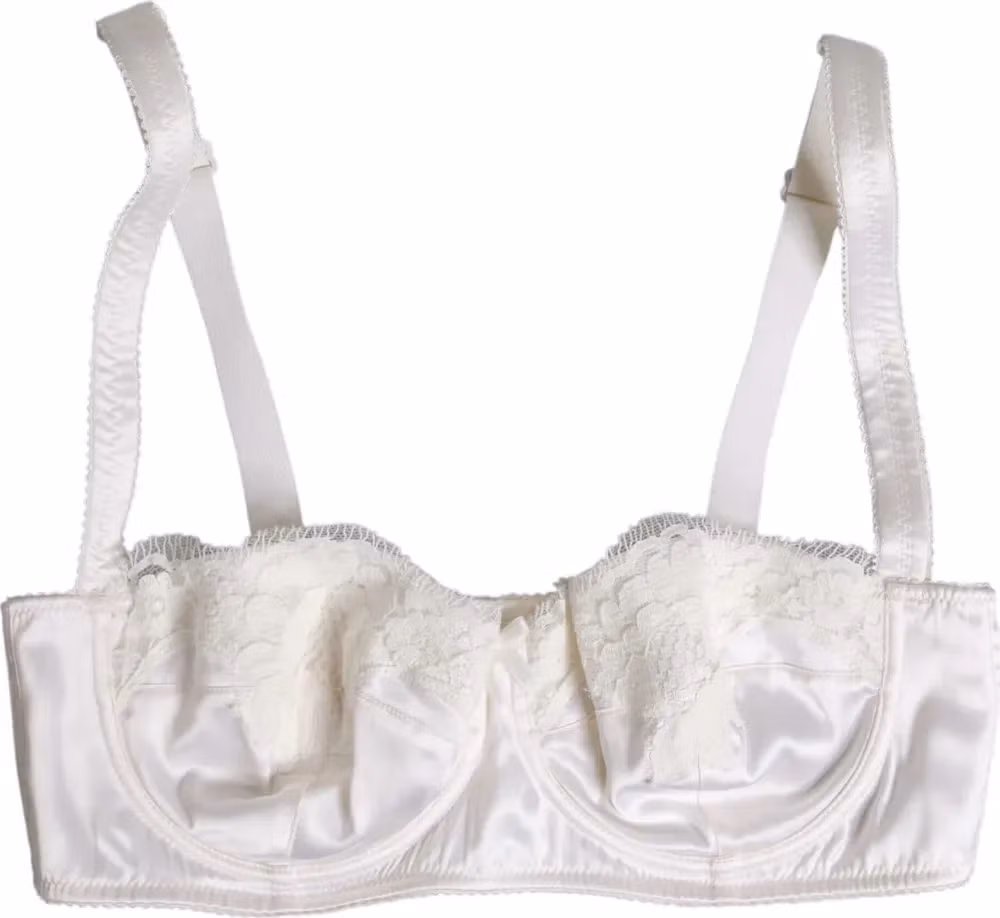 Dolce & Gabbana White Silk Underwired Balconette Bra Underwear