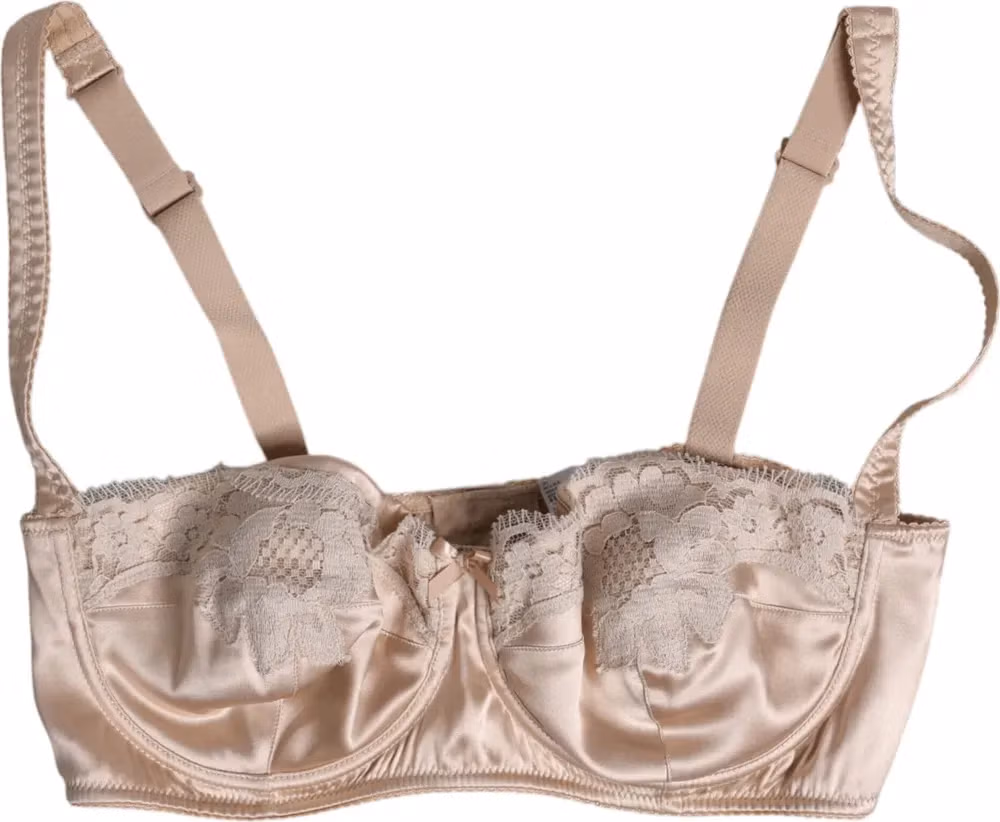 Dolce & Gabbana Biege Silk Underwired Balconette Bra Underwear