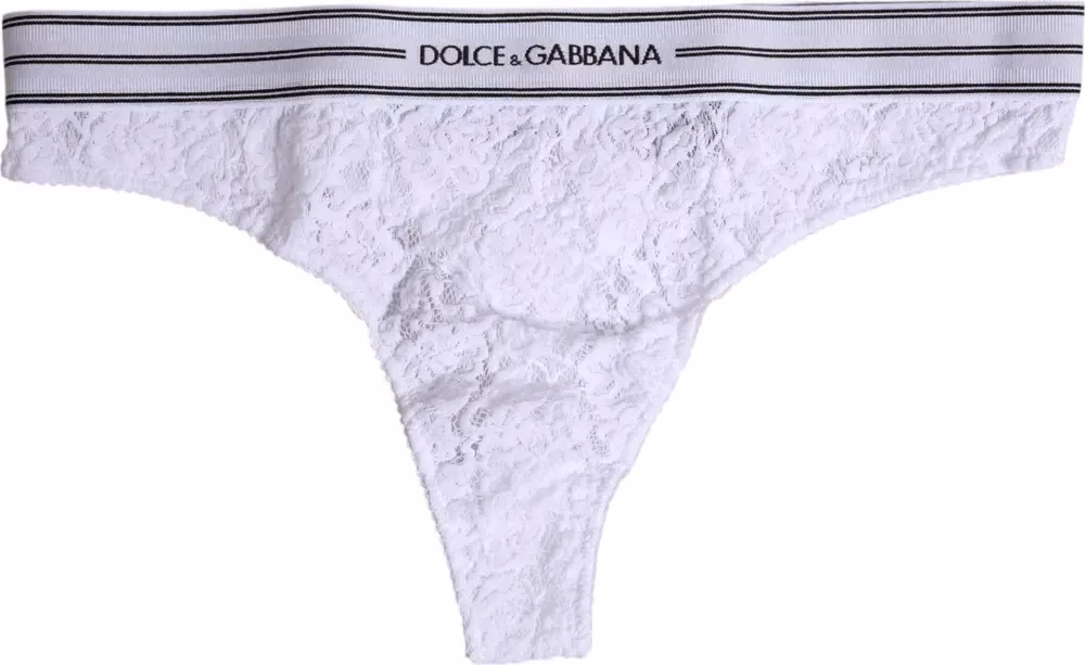 Dolce & Gabbana White Nylon Floral Lace Bottom Panty Underwear